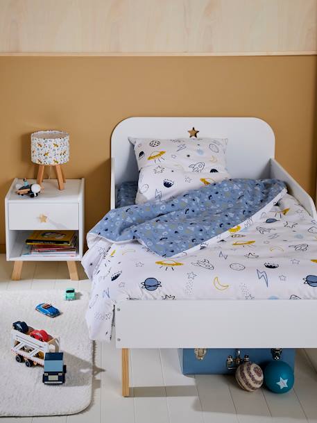 Parure housse de couette enfant et taie d'oreiller COSMOS bleu / multicolore 1 - vertbaudet enfant 