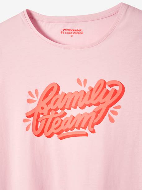 T-shirt Family team femme collection capsule vertbaudet et Studio Jonésie en coton bio. rose 4 - vertbaudet enfant 