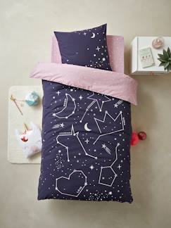 Parure housse de couette + taie d'oreiller avec détails phosphorescents MISS CONSTELLATION  - vertbaudet enfant