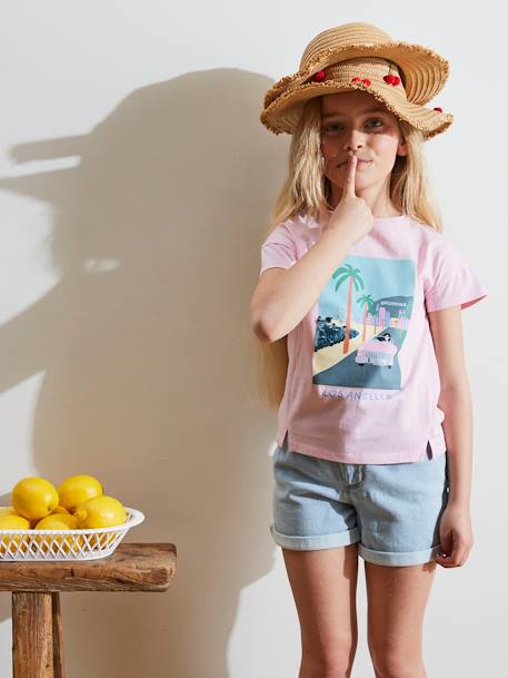 T-shirt motif 'city' fille manches courtes Oeko-Tex® parme 4 - vertbaudet enfant 