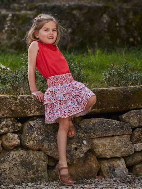 Sandales cuir fille collection maternelle marron+rose multicolore 10 - vertbaudet enfant 