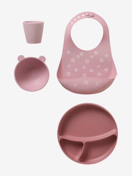 Bavoir avec récupérateur en silicone bleu jean+vieux rose 10 - vertbaudet enfant 