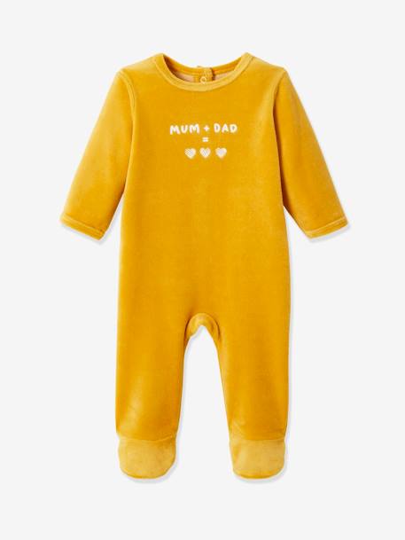Lot de 3 pyjamas 'dors-bien' en velours bébé ouverture dos lot jaune épicé+lot noir+lot safran 3 - vertbaudet enfant 