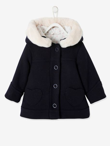 Manteau à capuche bébé fille encre+gris clair chine 1 - vertbaudet enfant 