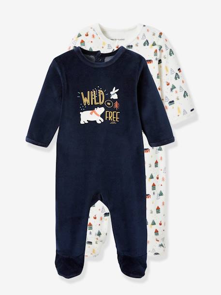 Lot de 2 pyjamas bébé en velours lot encre 1 - vertbaudet enfant 
