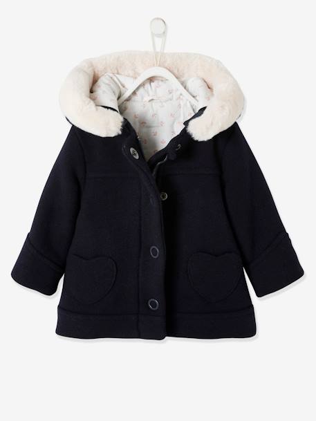 Manteau à capuche bébé fille encre+gris clair chine 2 - vertbaudet enfant 