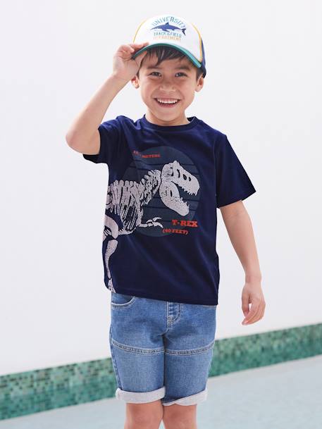 T-shirt motif dinosaure géant garçon Marine+menthe 4 - vertbaudet enfant 