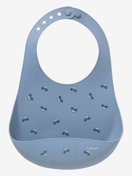 Bavoir avec récupérateur en silicone bleu jean+vieux rose 1 - vertbaudet enfant 