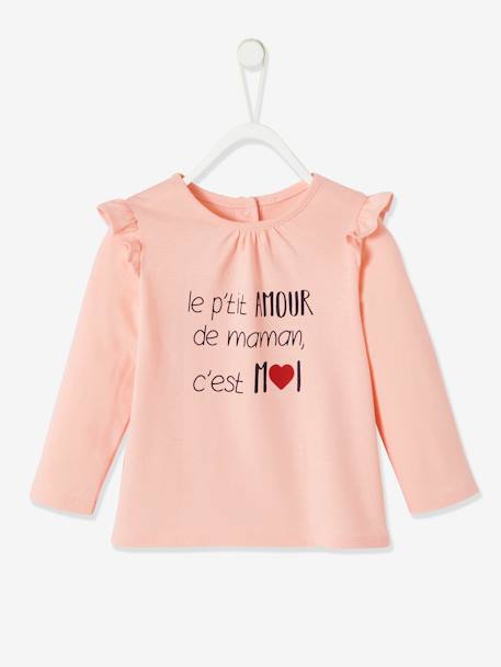 T-shirt à volants bébé manches longues blanc+ivoire+rose poudré 10 - vertbaudet enfant 