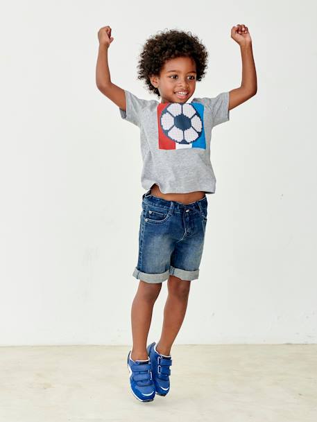 T-shirt de sport garçon motif ballon de foot en relief gris chiné 5 - vertbaudet enfant 