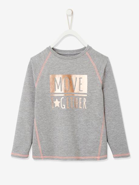 T-shirt de sport 'Move together' fille inscription irisée gris chiné 1 - vertbaudet enfant 