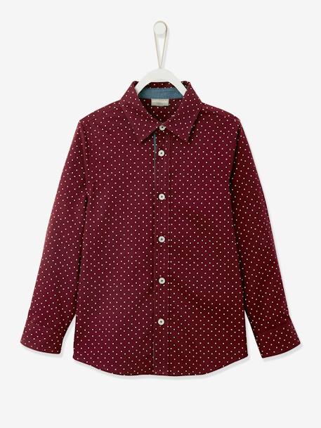 Chemise garçon imprimée pois Aubergine imprimé 1 - vertbaudet enfant 