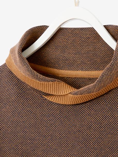 Pull garçon col croisé maille fantaisie effet color block Noisette 3 - vertbaudet enfant 