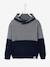 Pull garçon col croisé maille fantaisie effet color block encre+Noisette 1 - vertbaudet enfant 
