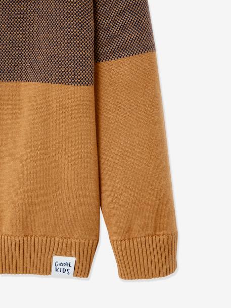 Pull garçon col croisé maille fantaisie effet color block Noisette 4 - vertbaudet enfant 