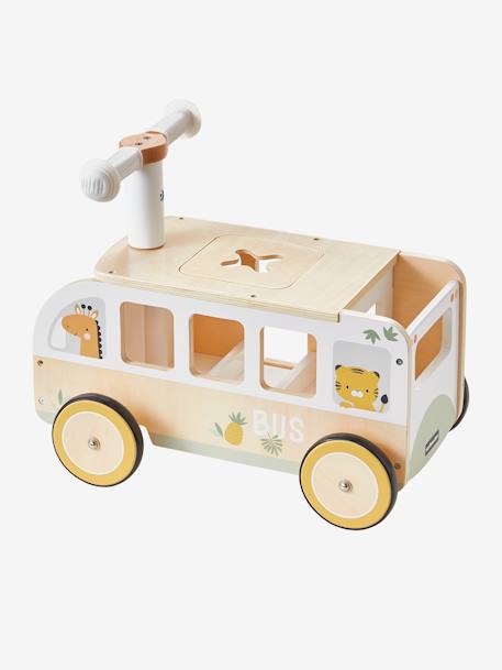 Porteur bus à doudous HANOÏ en bois FSC® BLANC MOYEN UNI AVEC DECOR 9 - vertbaudet enfant 