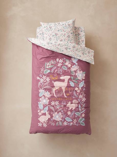 Parure housse de couette enfant et taie d'oreiller VICTORIA prune 2 - vertbaudet enfant 