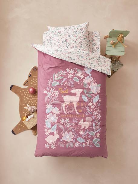 Parure housse de couette enfant et taie d'oreiller VICTORIA prune 1 - vertbaudet enfant 