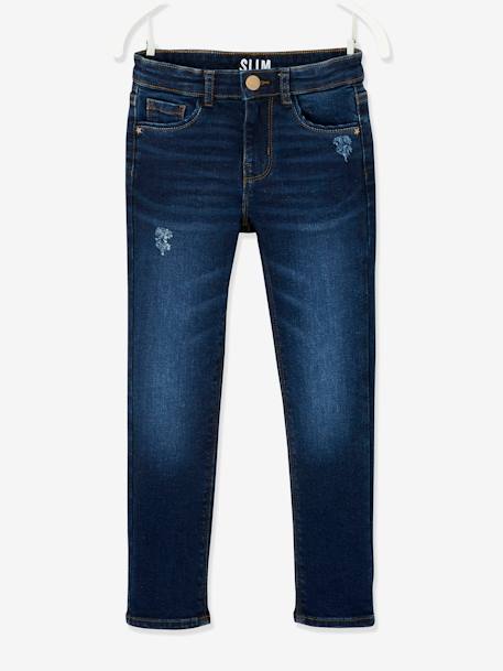Fille-Pantalon-Jean slim MorphologiK fille tour de hanches FIN avec usures