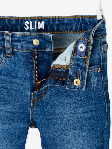 Jean slim MorphologiK fille tour de hanches LARGE avec usures BLEU FONCE DELAVE+denim black+DENIM GREY 4 - vertbaudet enfant 