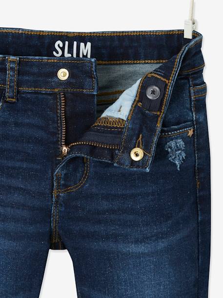 Jean slim MorphologiK fille tour de hanches FIN avec usures Brut 3 - vertbaudet enfant 