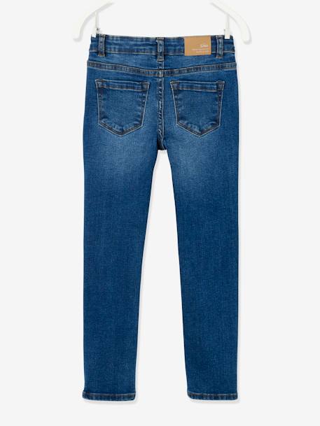 Jean slim MorphologiK fille tour de hanches LARGE avec usures BLEU FONCE DELAVE+denim black+DENIM GREY 3 - vertbaudet enfant 