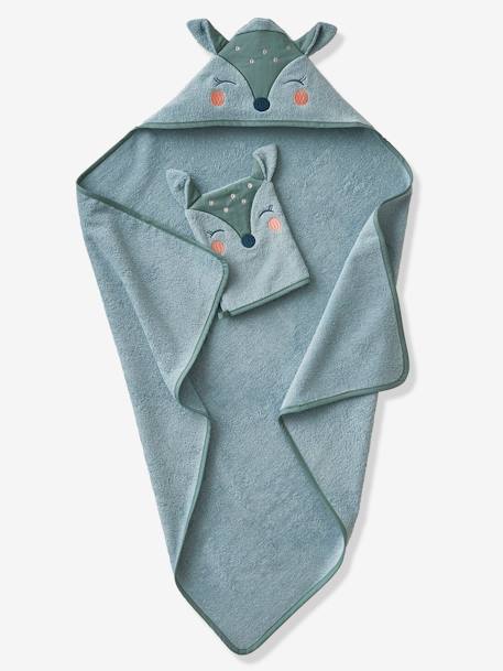 Cape de bain et gant de toilette Biche blush+vert 5 - vertbaudet enfant 