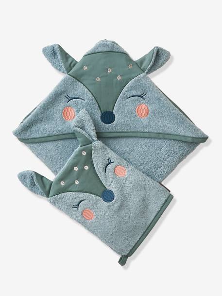 Cape de bain et gant de toilette Biche blush+vert 6 - vertbaudet enfant 