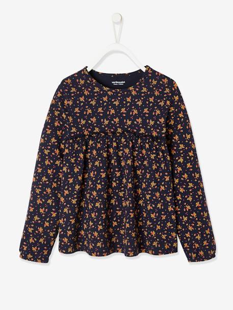 T-shirt blouse fille imprimé fleurs encre imprimé 1 - vertbaudet enfant 