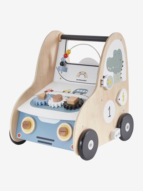 Chariot de marche avec freins EN VOITURE SIMON en bois FSC® multicolore 1 - vertbaudet enfant 