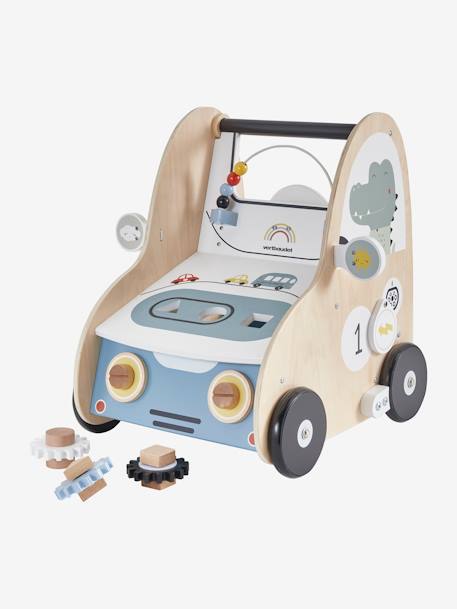 Chariot de marche avec freins EN VOITURE SIMON en bois FSC® multicolore 3 - vertbaudet enfant 