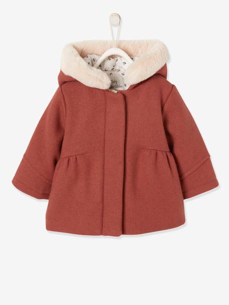 Manteau en lainage bébé avec capuche terracotta chiné 4 - vertbaudet enfant 