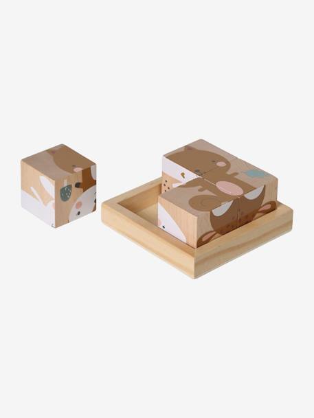 Puzzle 4 cubes Forêt Enchantée en bois FSC® multicolore 5 - vertbaudet enfant 