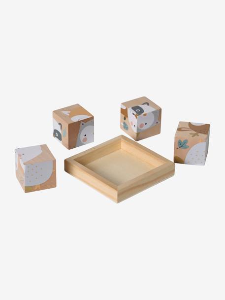 Puzzle 4 cubes Forêt Enchantée en bois FSC® multicolore 2 - vertbaudet enfant 