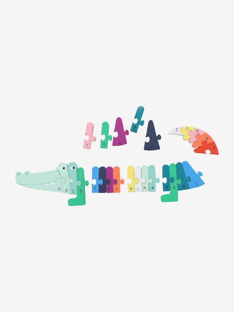 Puzzle géant crocodile alphabet en bois FSC® multicolore 2 - vertbaudet enfant 