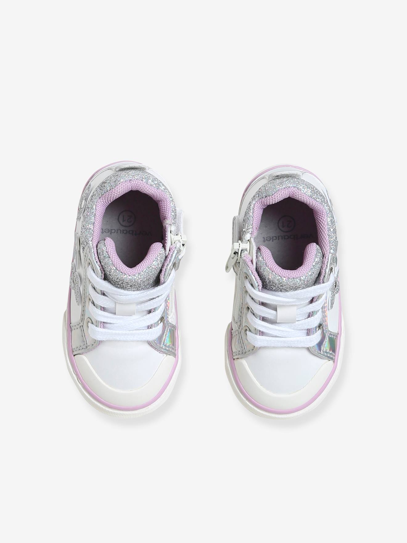 Baskets Scratchées Bébé Fille Vertbaudet - Toile Rose Imprimé Pointure 22 - Confortables
