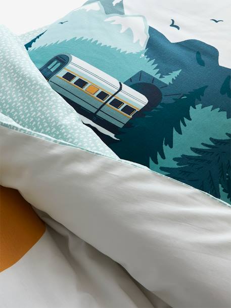 Parure housse de couette + taie d'oreiller enfant SUR LES RAILS vert 9 - vertbaudet enfant 