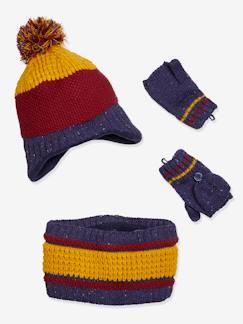 Garçon-Accessoires-Bonnet, écharpe, gants-Ensemble garçon bonnet + snood + mitaines