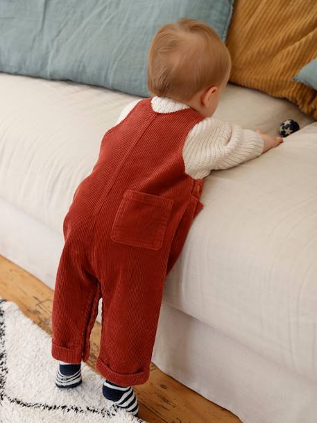 Salopette Velours Bebe Garcon Terracotta Vertbaudet