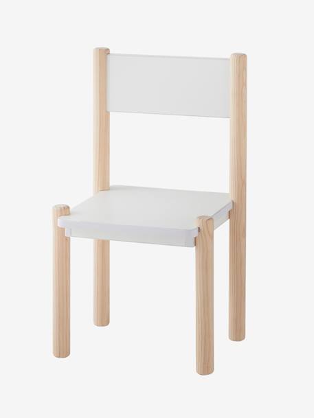Chaise maternelle pour table de jeu LIGNE WOODY blanc - bois 1 - vertbaudet enfant 