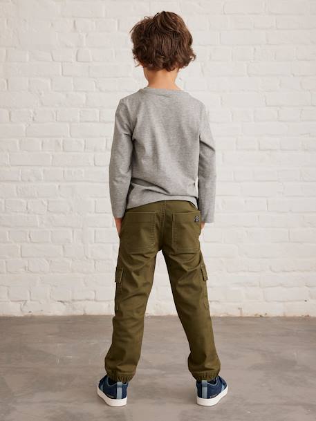 Pantalon garçon battle facile à enfiler bleu glacier+kaki foncé+taupe 16 - vertbaudet enfant 