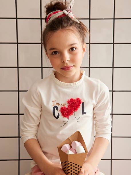 T-shirt motif fantaisie en relief fille curry+écru+gris foncé+ivoire+terracota+vert sauge 11 - vertbaudet enfant 