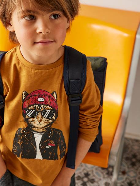 T-shirt fun motif animal crayonné garçon Oeko-Tex® BLEU CANARD+Caramel+gris Chiné MOYEN 7 - vertbaudet enfant 