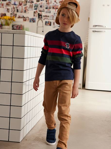 Pantalon slim couleur facile à enfiler garçon BEIGE+BLEU+Vert olive 4 - vertbaudet enfant 