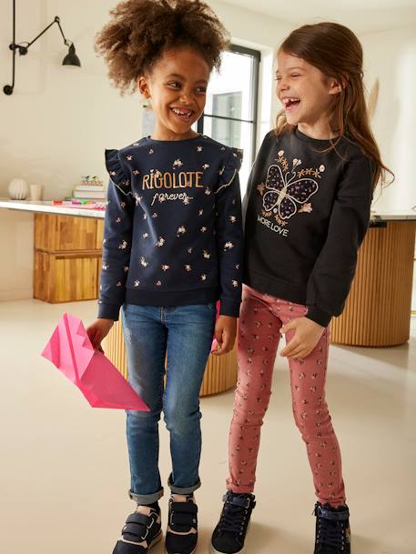 Jean slim MorphologiK fille tour de hanches LARGE avec usures BLEU FONCE DELAVE+denim black+DENIM GREY 1 - vertbaudet enfant 