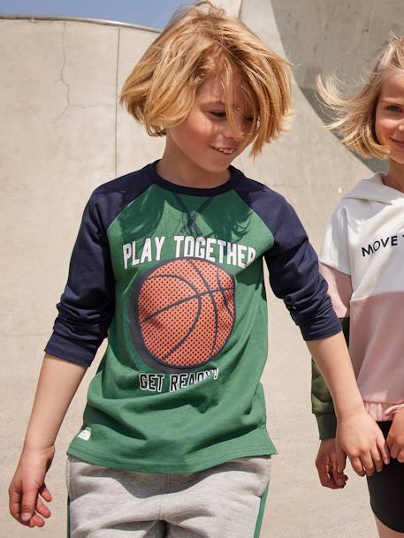T-shirt de sport garçon motif ballon en relief manches raglan Oeko-Tex® VERT 1 - vertbaudet enfant 