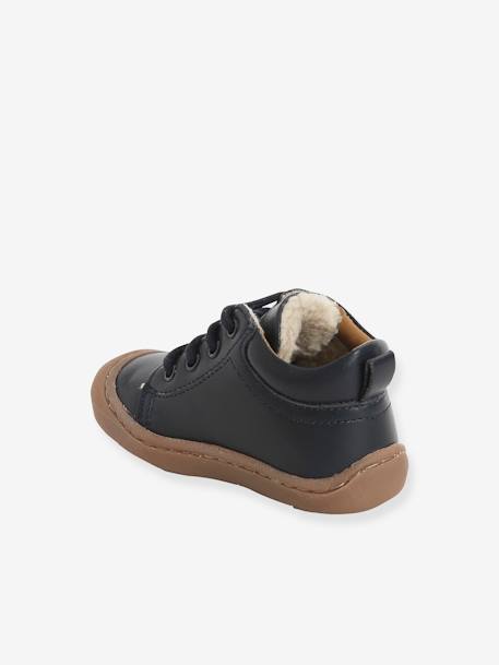 Bottillons fourrés cuir souple bébé garçon 4 pattes marine 3 - vertbaudet enfant 