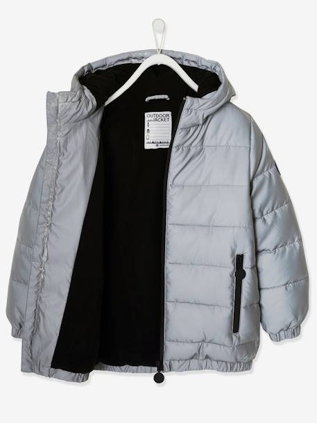 Doudoune à capuche doublée polaire garçon effet réfléchissant Gris+marine 5 - vertbaudet enfant 