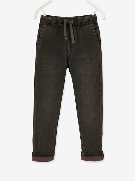 Jean droit doublé facile à enfiler garçon denim blue black+DENIM GRIS FONCE 10 - vertbaudet enfant 