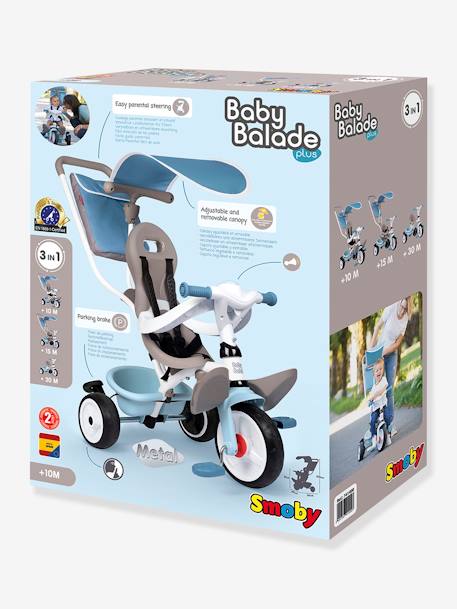 Tricycle Baby Balade plus - SMOBY BLEU CIEL+ROSE 2 - vertbaudet enfant 